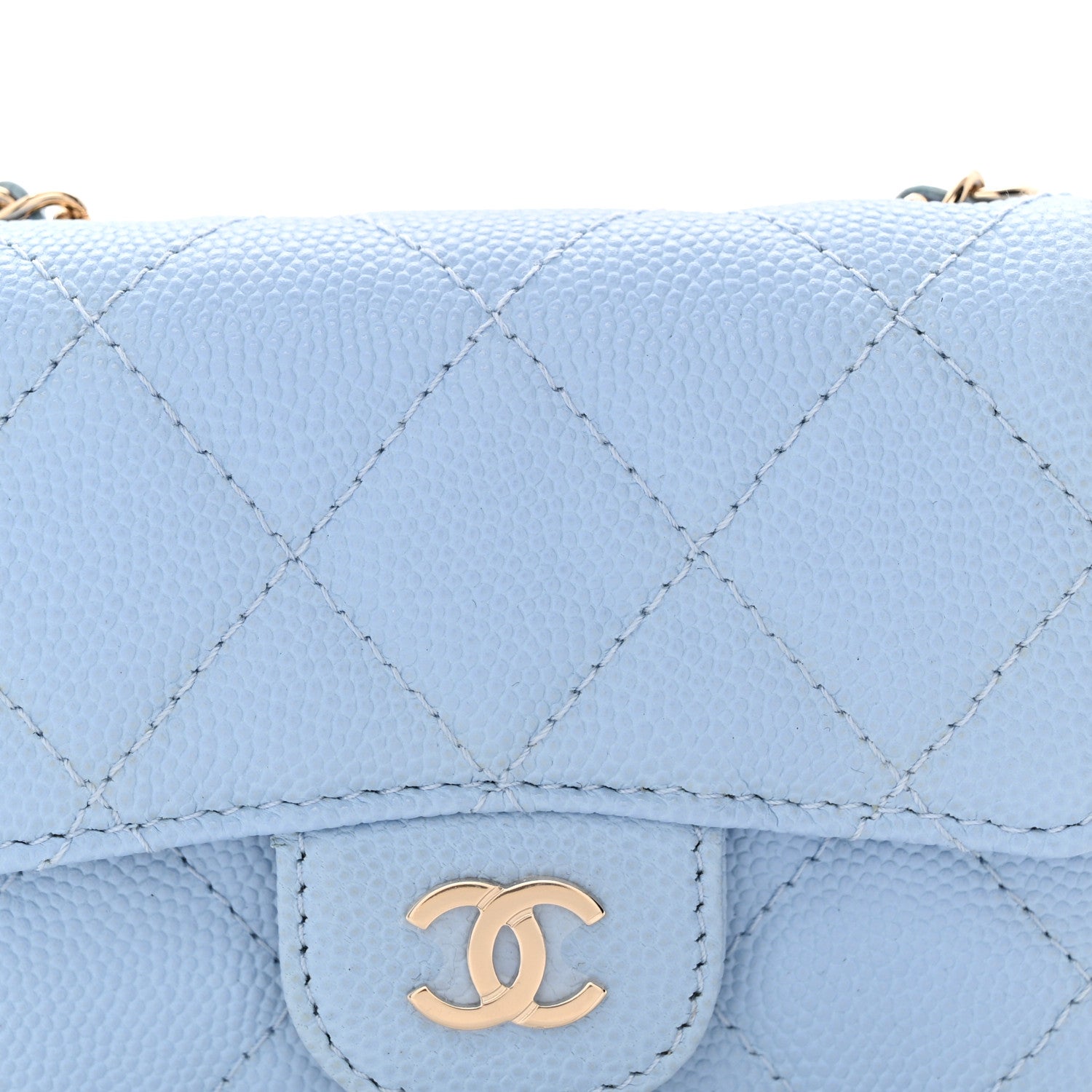 Caviar Quilted Mini Chain Belt Bag Light Blue