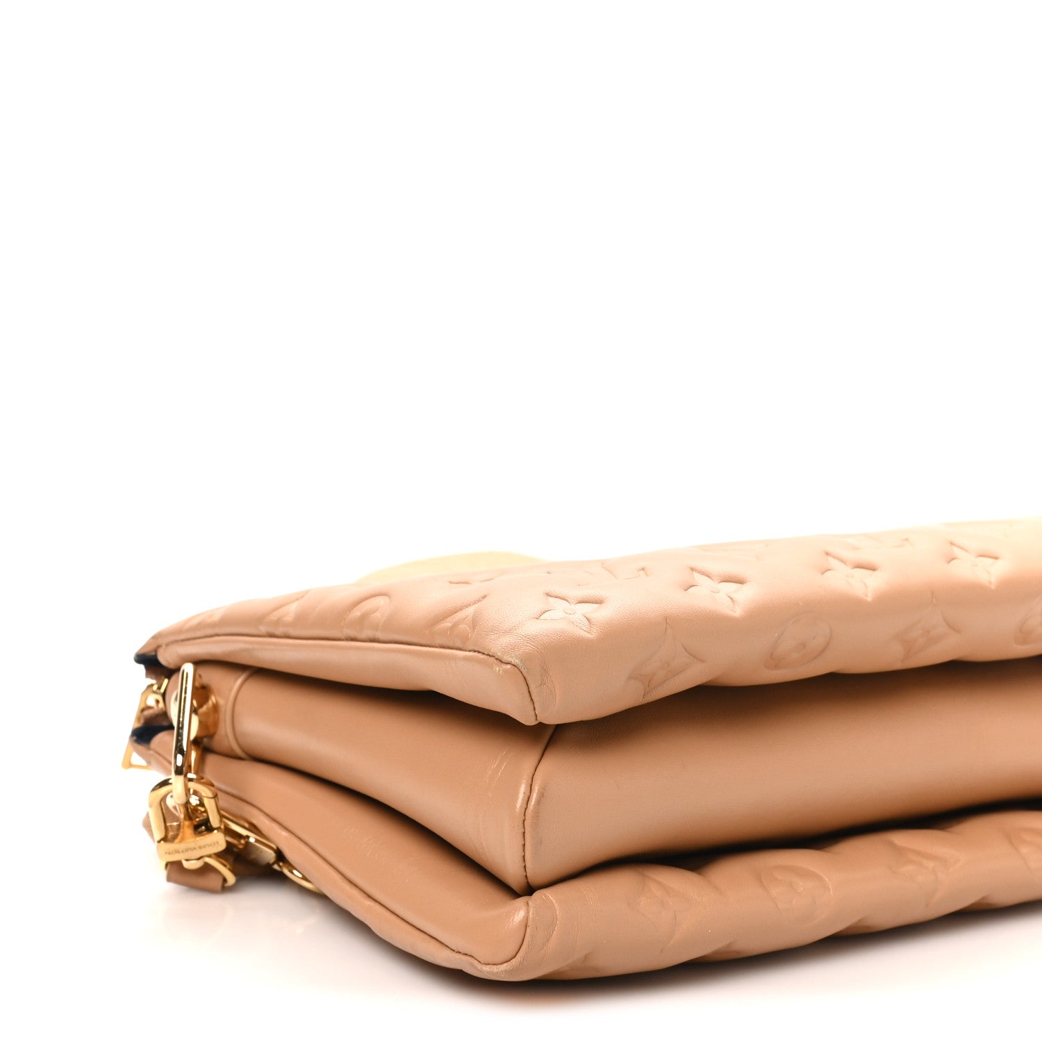Lambskin Embossed Monogram Coussin PM Camel