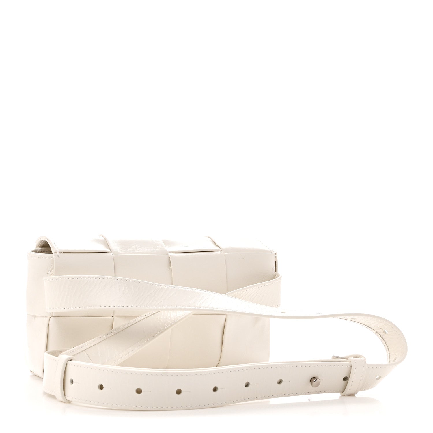 Paper Calfskin Intrecciato Cassette Belt Bag White