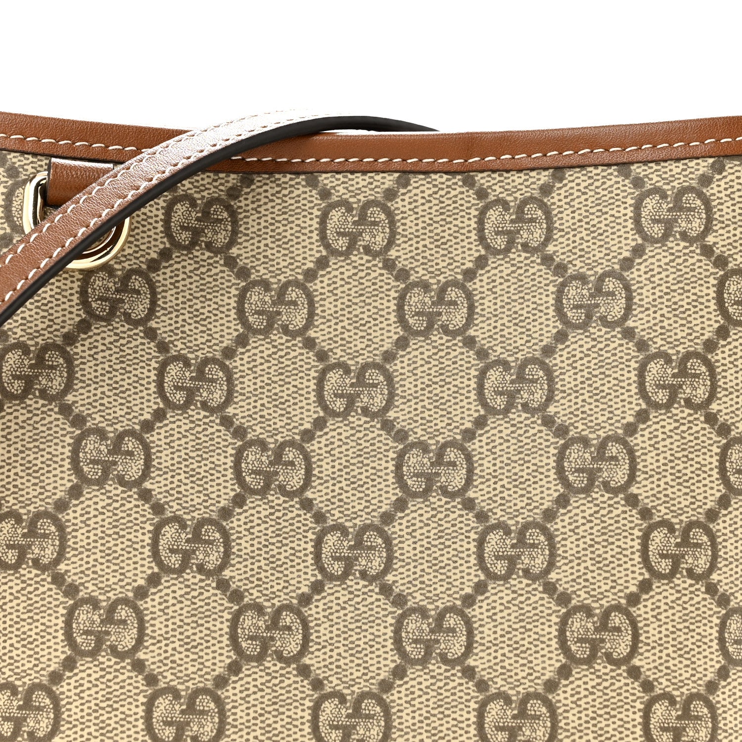 GG Supreme Monogram Emblem Nano Bucket Bag Beige Dark Brown