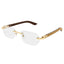 Cartier Eyewear CT0583O-003 Transparent Gold Rimless Sunglasses