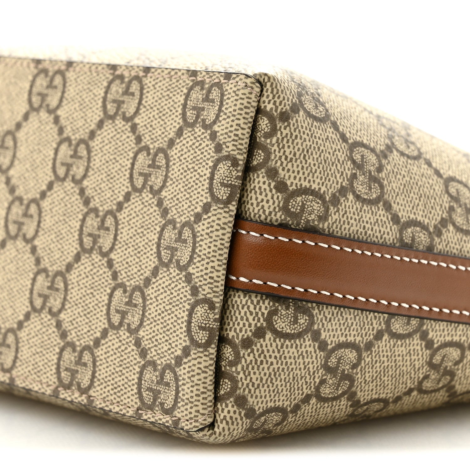 GG Supreme Monogram Emblem Nano Bucket Bag Beige Dark Brown