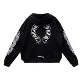 Chrome Hearts Horseshoe Floral Sleeve Thermal Zip Up Hoodie