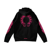 Chrome Hearts Pink Horseshoe Floral Sleeve Zip Up Hoodie