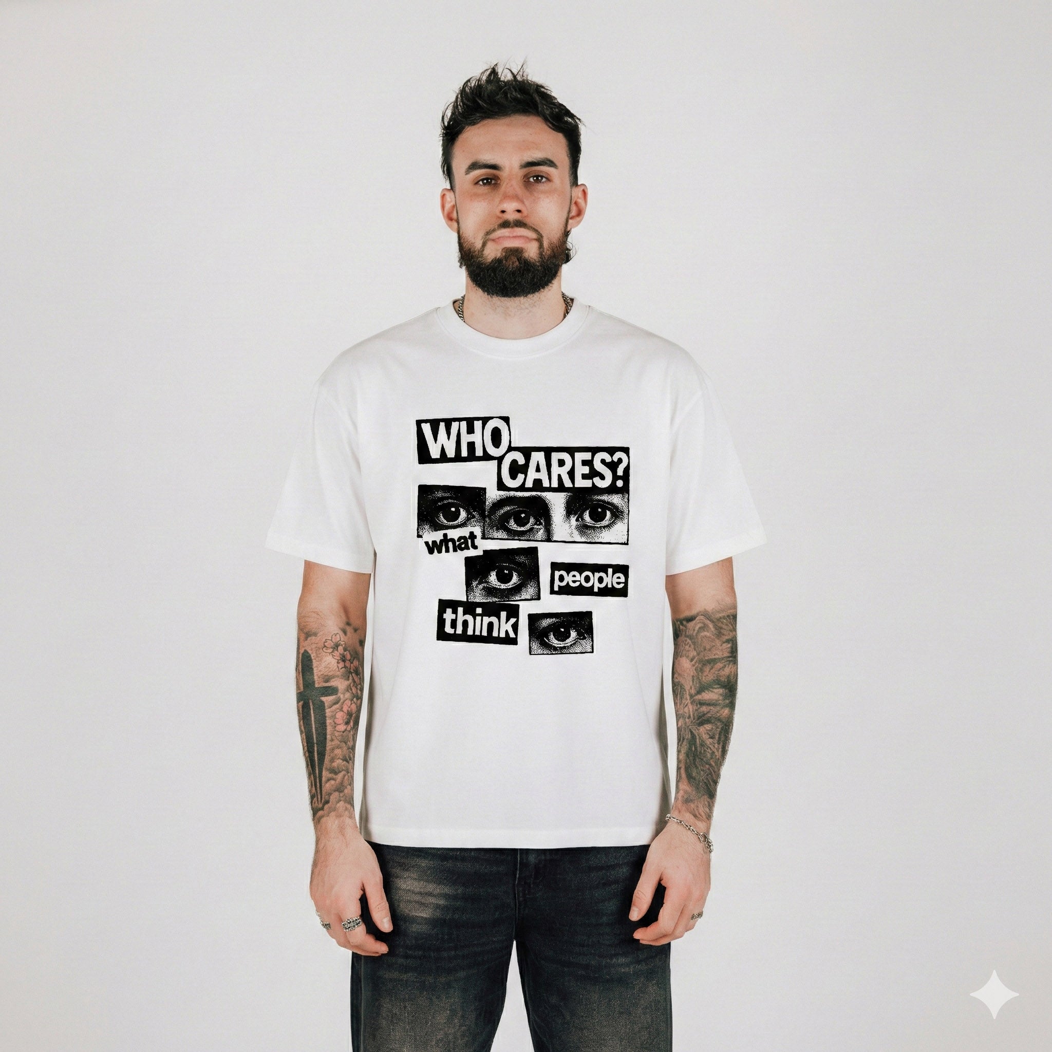 Compliments Who Cares White Vintage Shirt