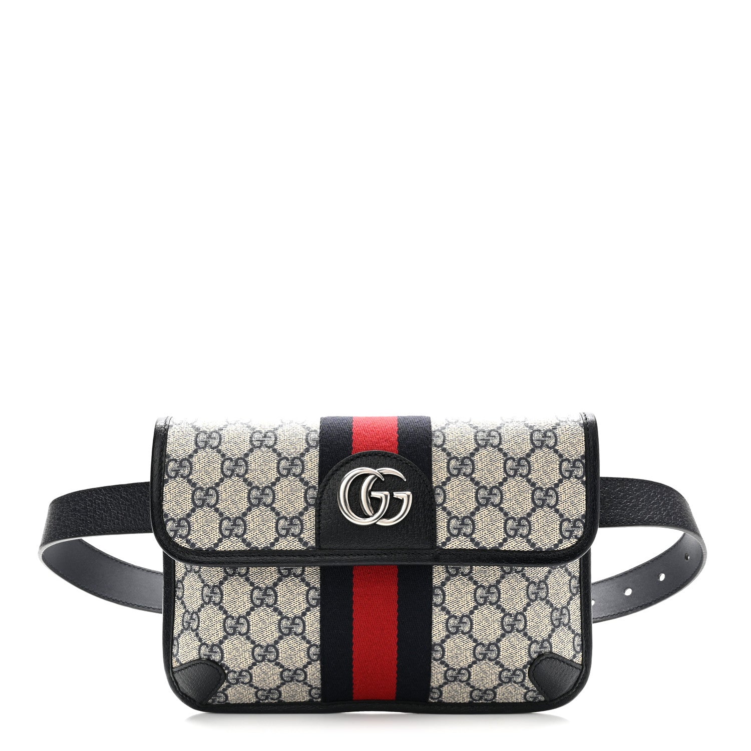 GG Supreme Monogram Web Small Ophidia Belt Bag 90 36 Beige Navy