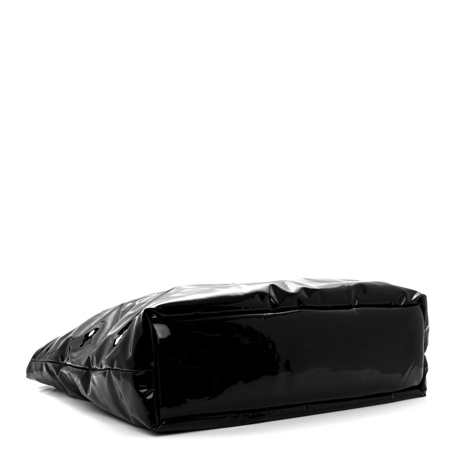 Patent Wide Puffer Maxi Tote Black
