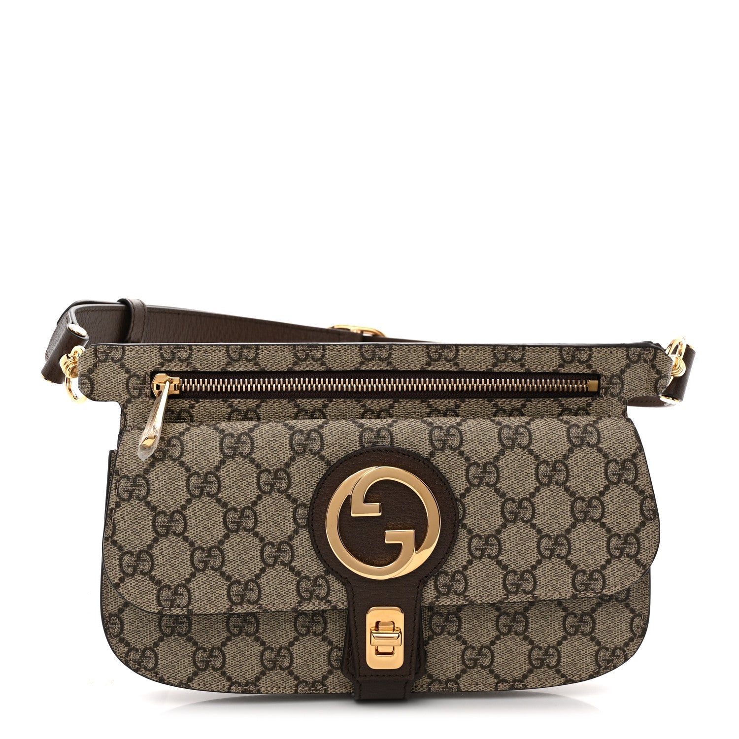 GG Supreme Monogram Textured Dollar Calfskin Blondie Belt Bag Beige Ebony New Acero