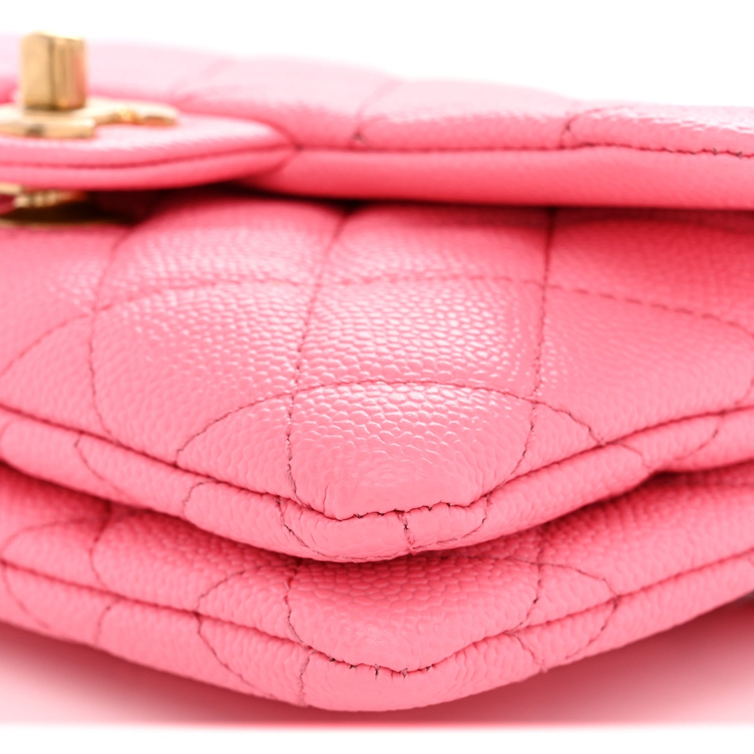Shiny Caviar Pick Me Up Flap Belt Bag Pink