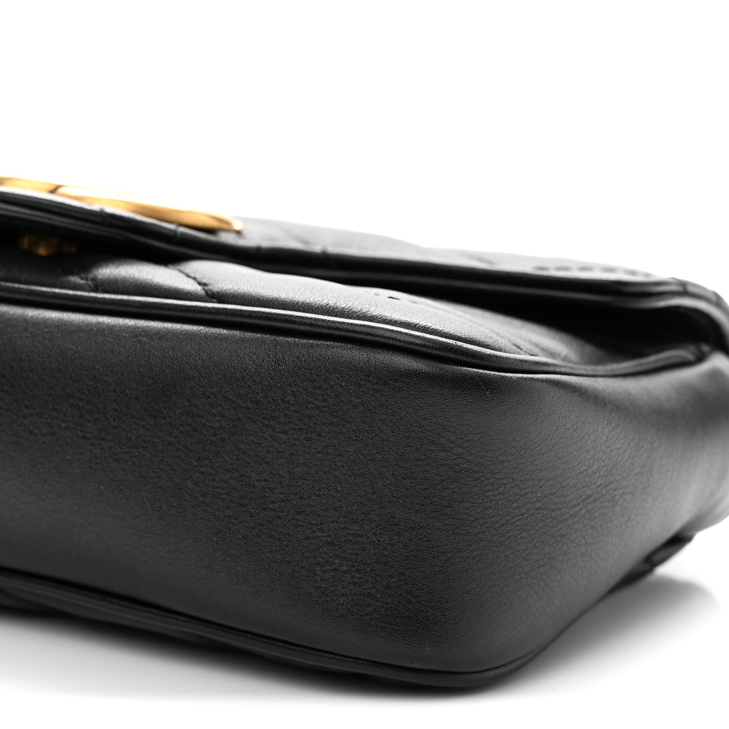 Calfskin Matelasse Super Mini GG Marmont Shoulder Bag Black