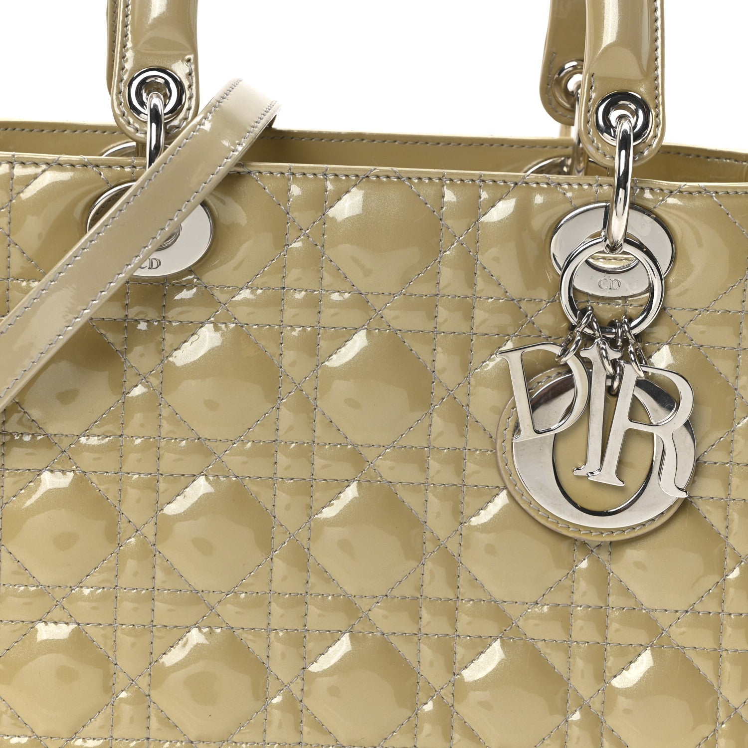 Patent Cannage Medium Lady Dior Grey