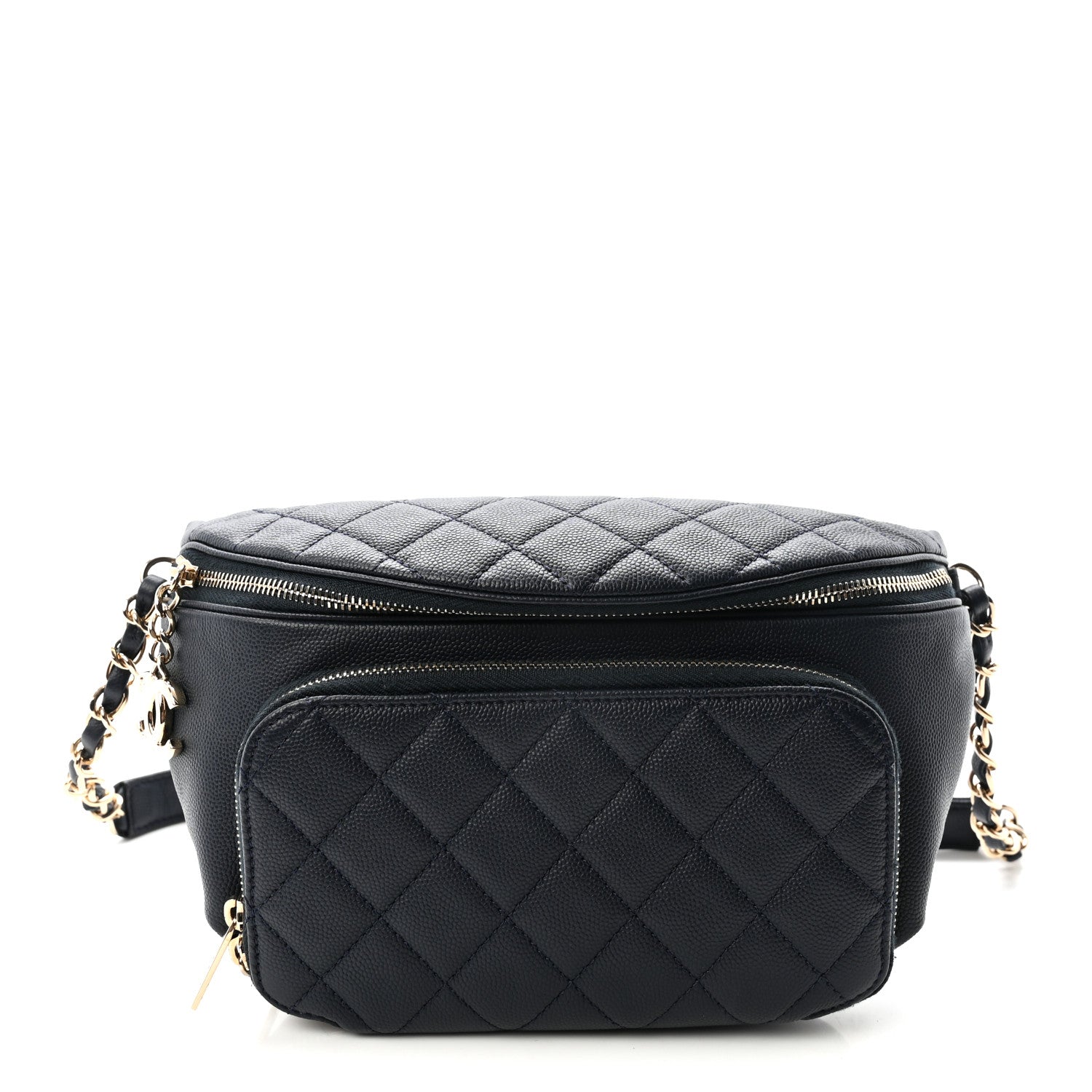 Caviar Quilted Business Affinity Waist Belt Bag Navy