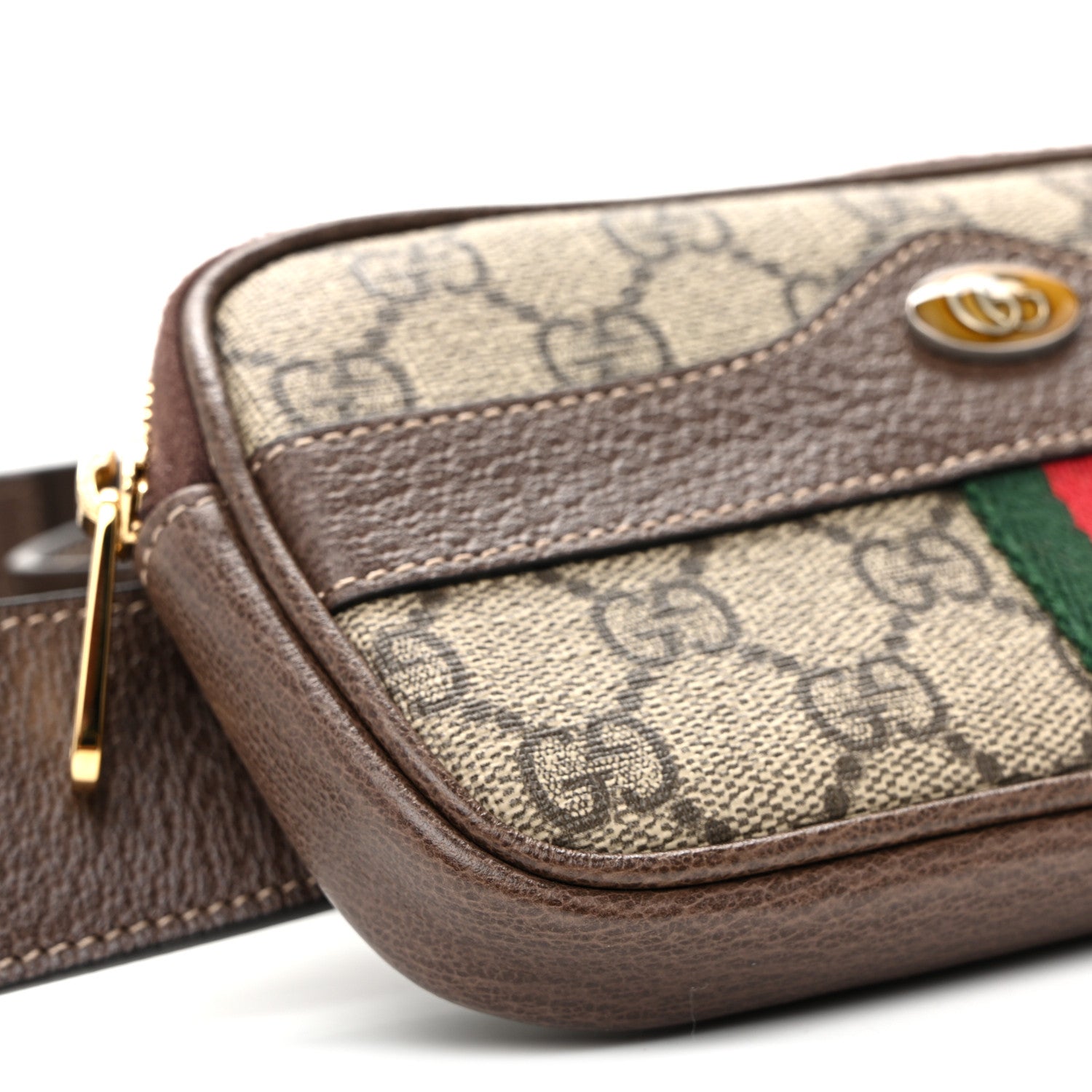 GG Supreme Monogram Ophidia Belted iPhone Case 95 38 Dark Brown