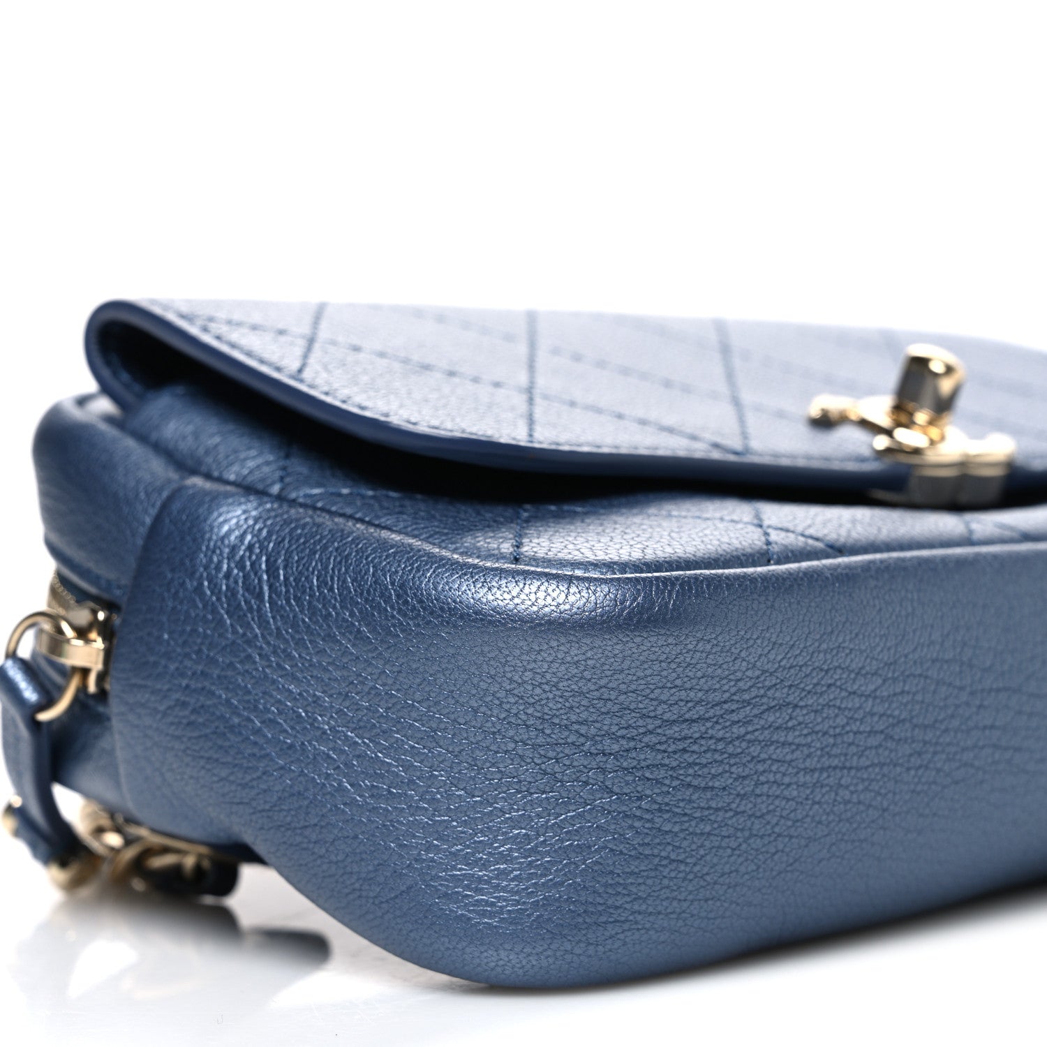 Metallic Goatskin Quilted Casual Trip Waist Bag Blue