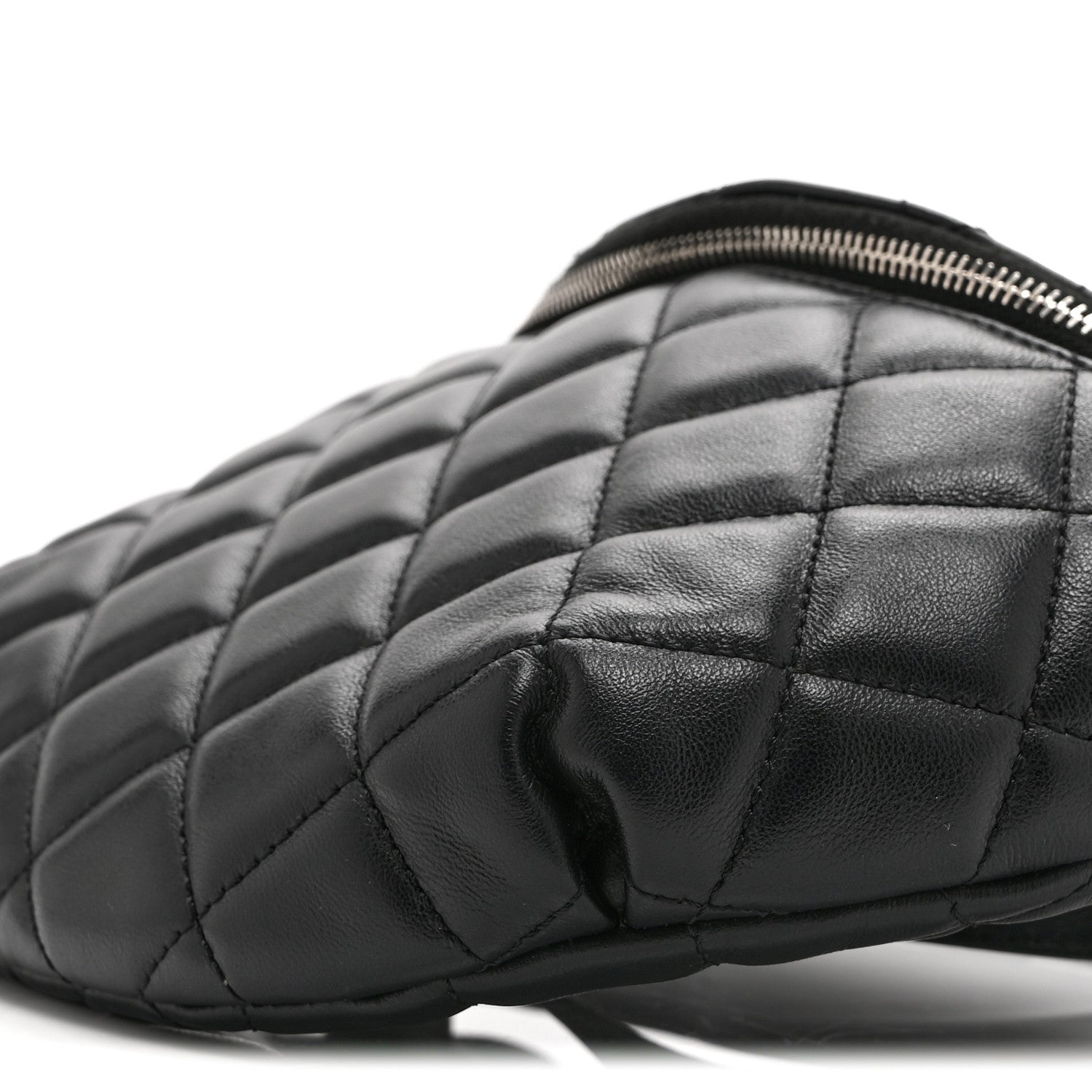 Calfskin Quilted Uniform Waist Belt Bag Black