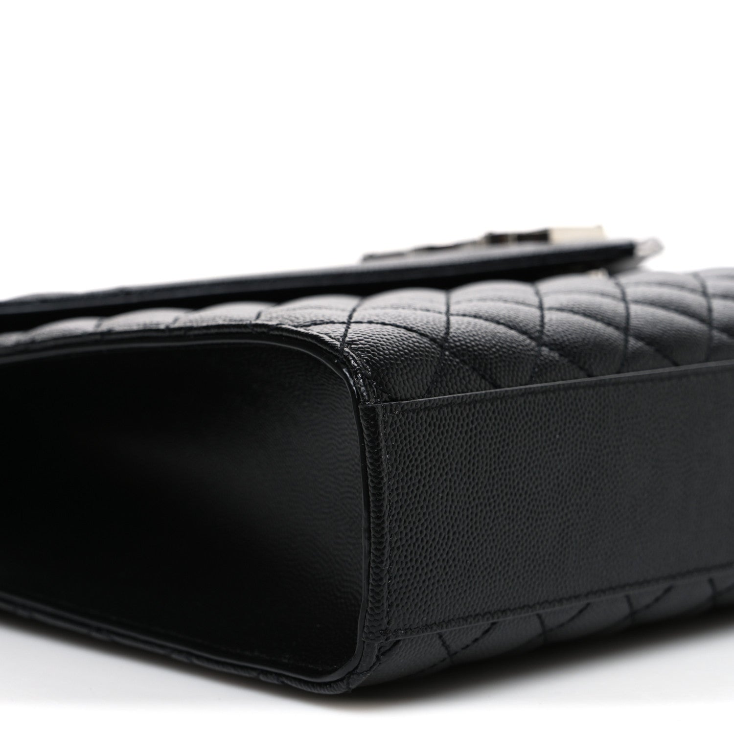 Grain De Poudre Textured Mixed Matelasse Large Triquilt Monogram Satchel Black