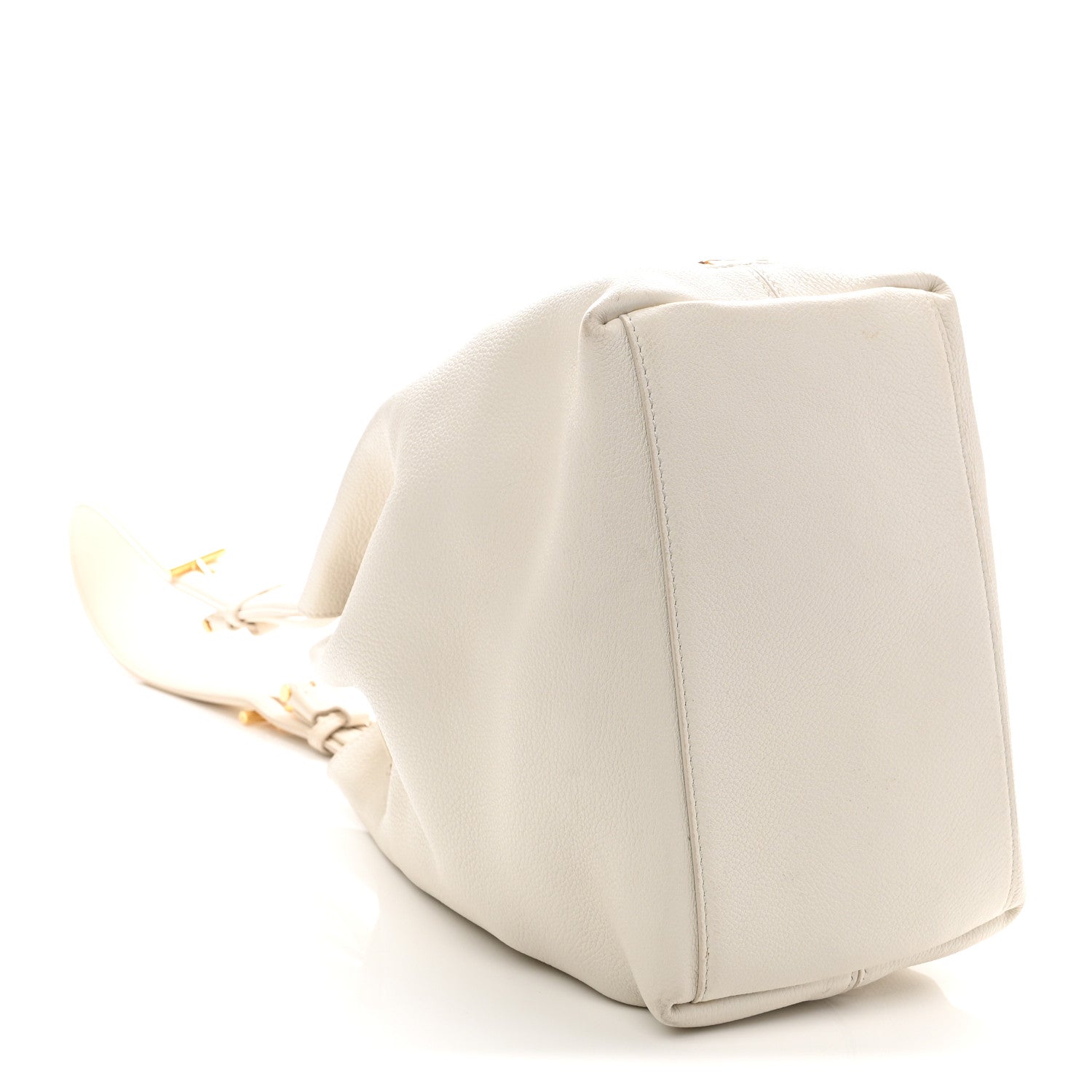 Calfskin Zip Bucket Bag White