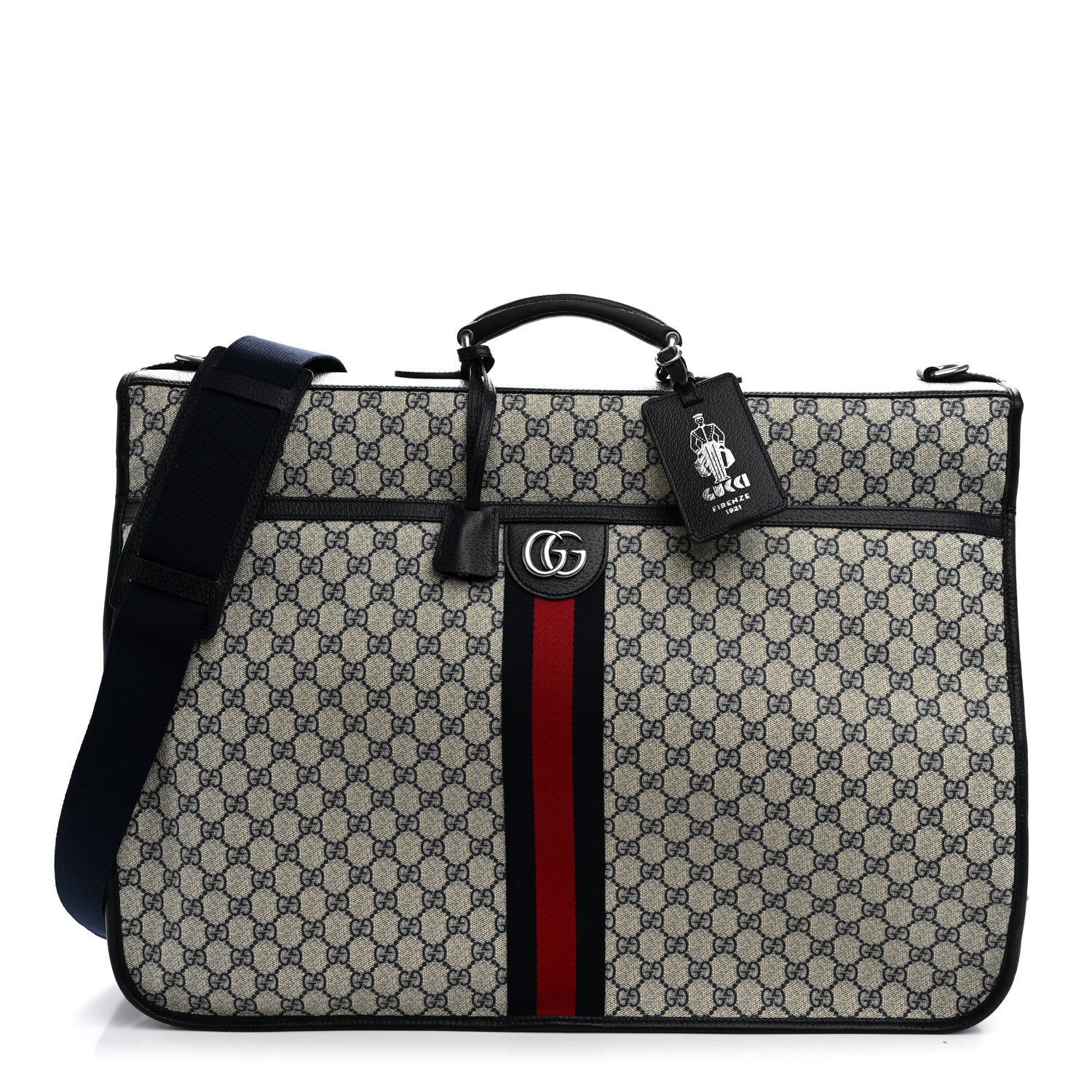 GG Supreme Monogram Web Savoy Garment Bag Beige Blue
