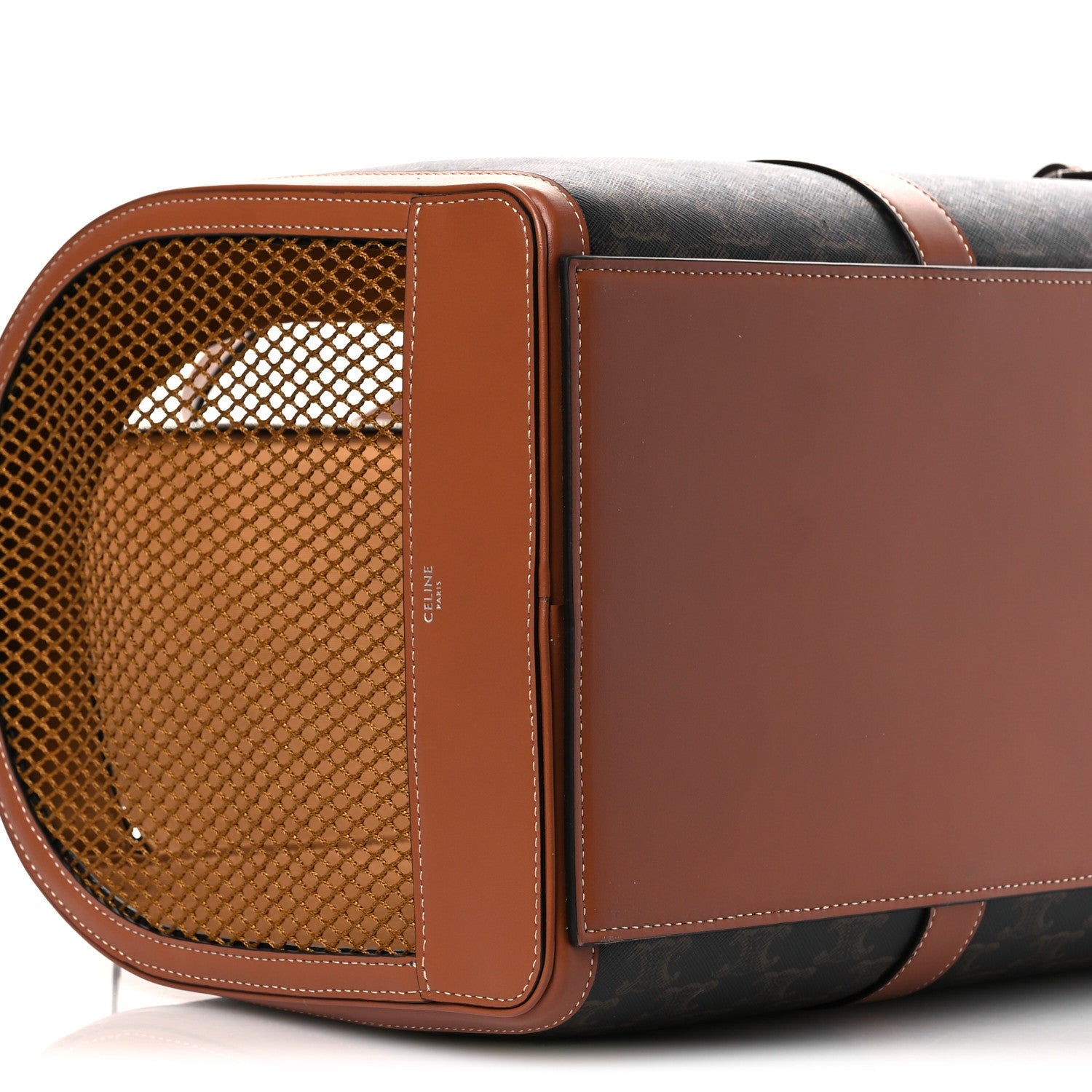 Triomphe Canvas Calfskin Travel Dog Bag Tan