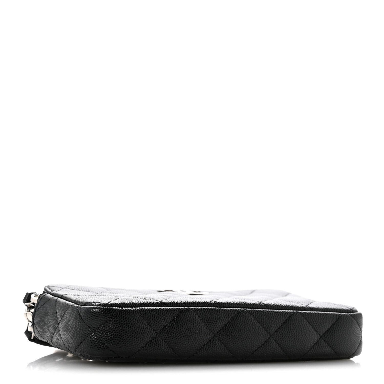 Caviar Quilted Logo Small Clutch With Chain Black