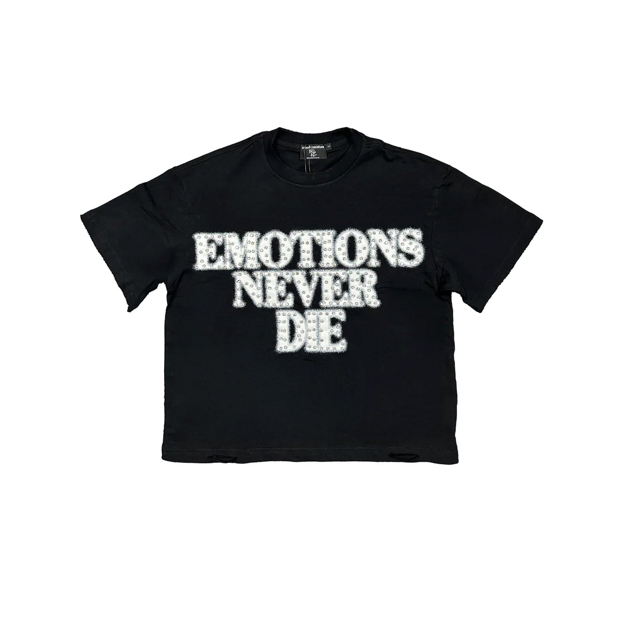 Mixed Emotions End Rhinestone Tee Black