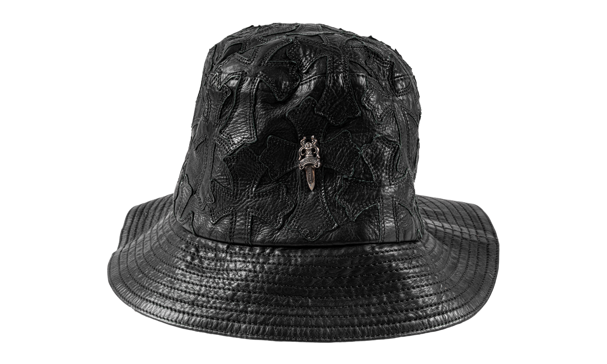 Cross Leather Patch Bucket Hat "Black" CHRM1406