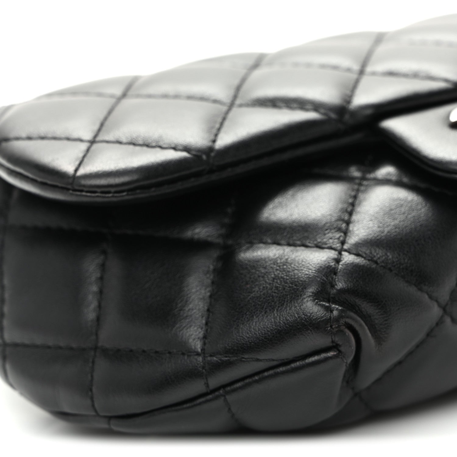 Calfskin Quilted CC Uniform Flap Belt Bag Black