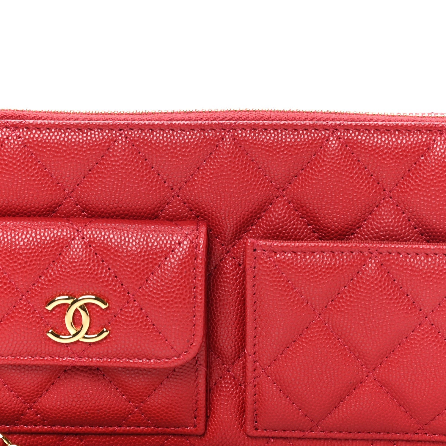 Caviar Quilted Polly Pocket Pouch Red