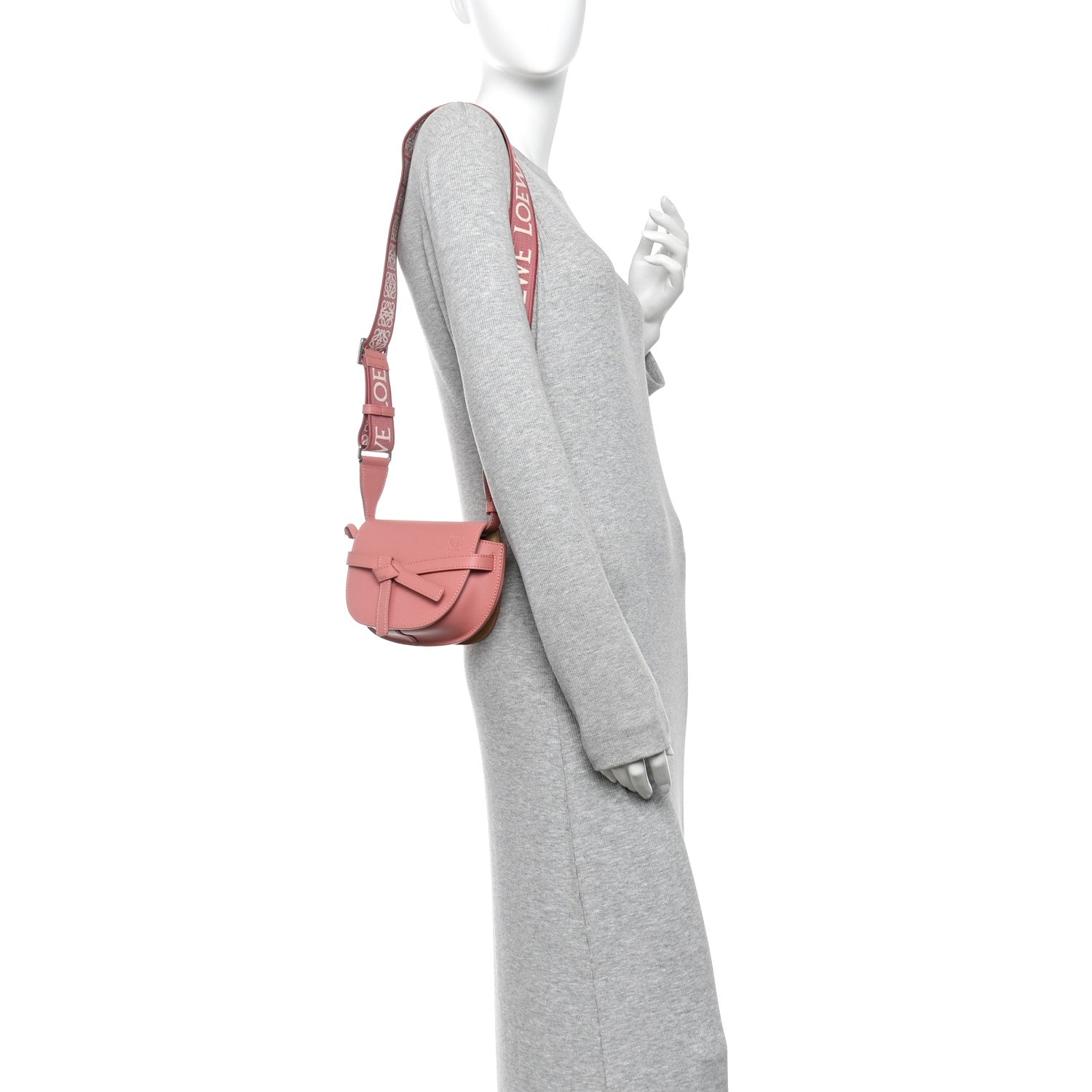Calfskin Jacquard Mini Gate Dual Bag Peach Bloom