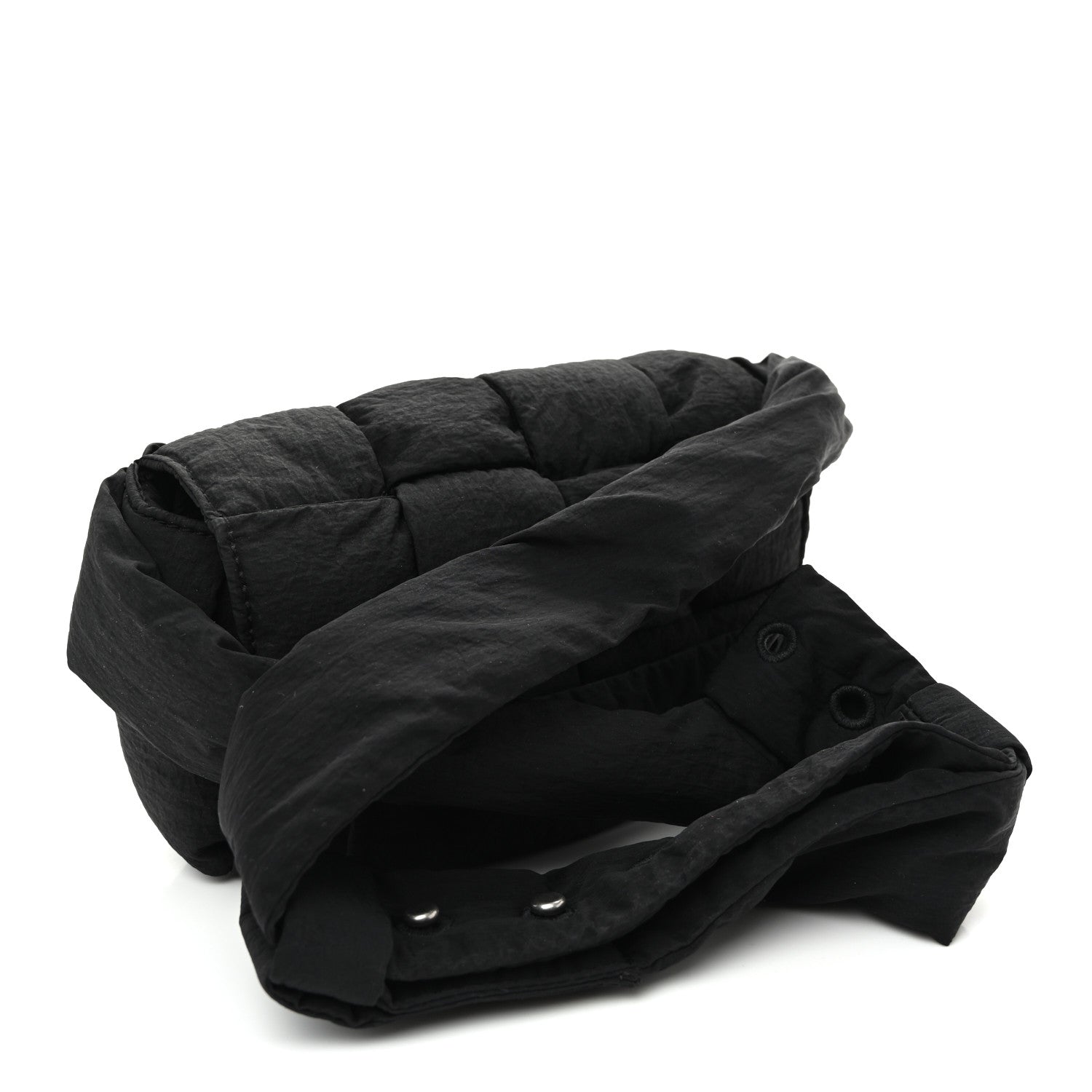 Nylon Intrecciato Padded Tech Mini Cassette Belt Bag Black