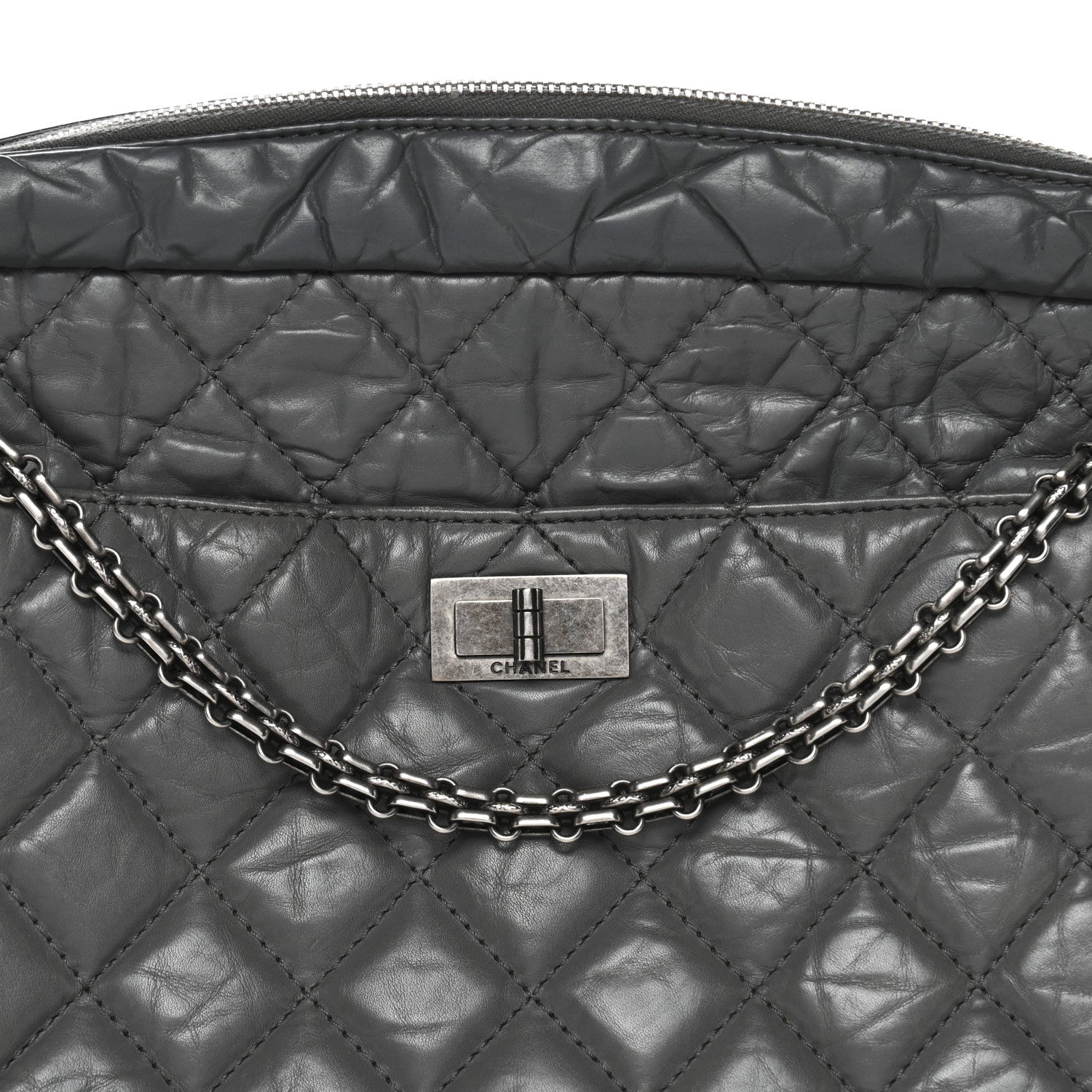 Aged Calfskin Quilted Large Reissue Camera Case Grey