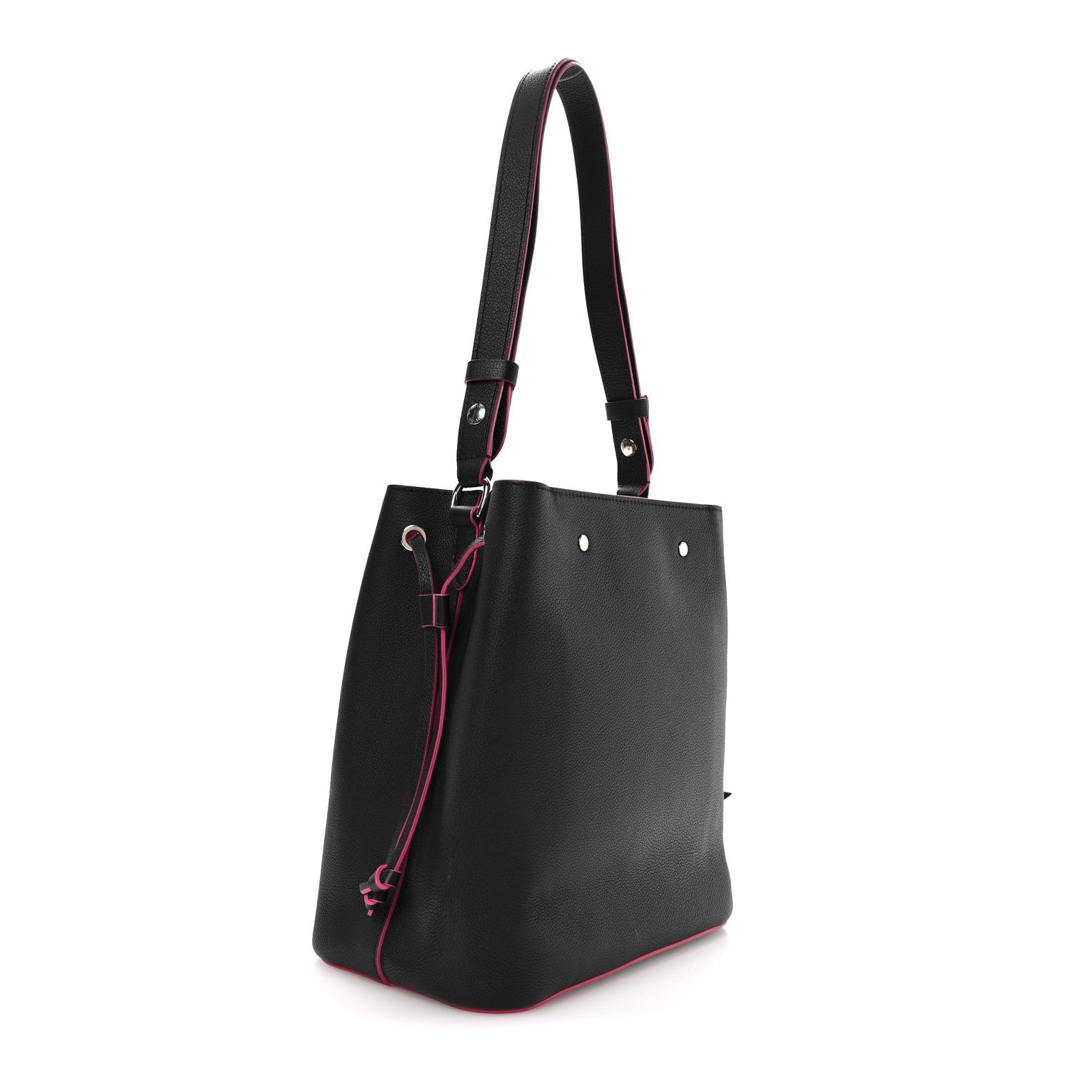 Calfskin Lockme Bucket Black