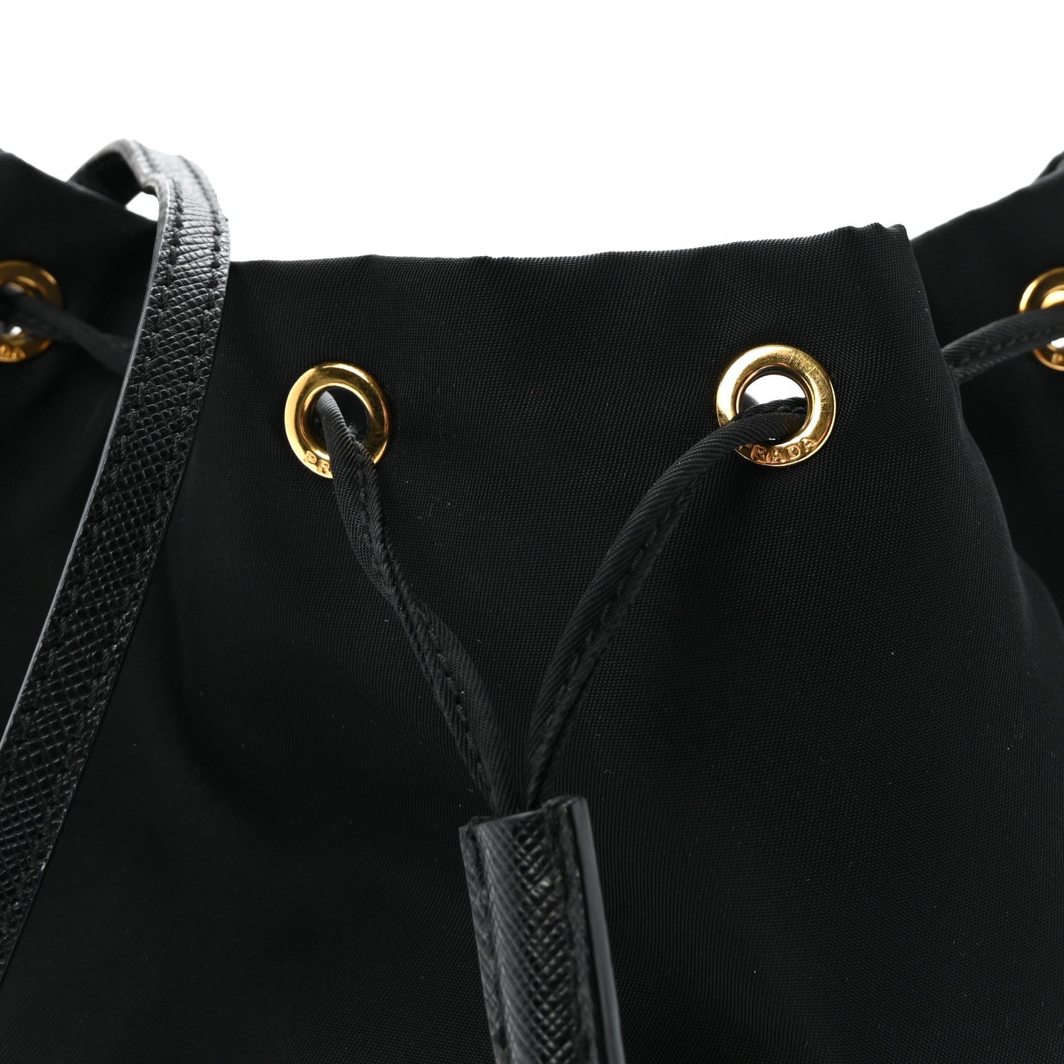 Saffiano Tessuto Nylon Mini Bucket Crossbody Bag Black