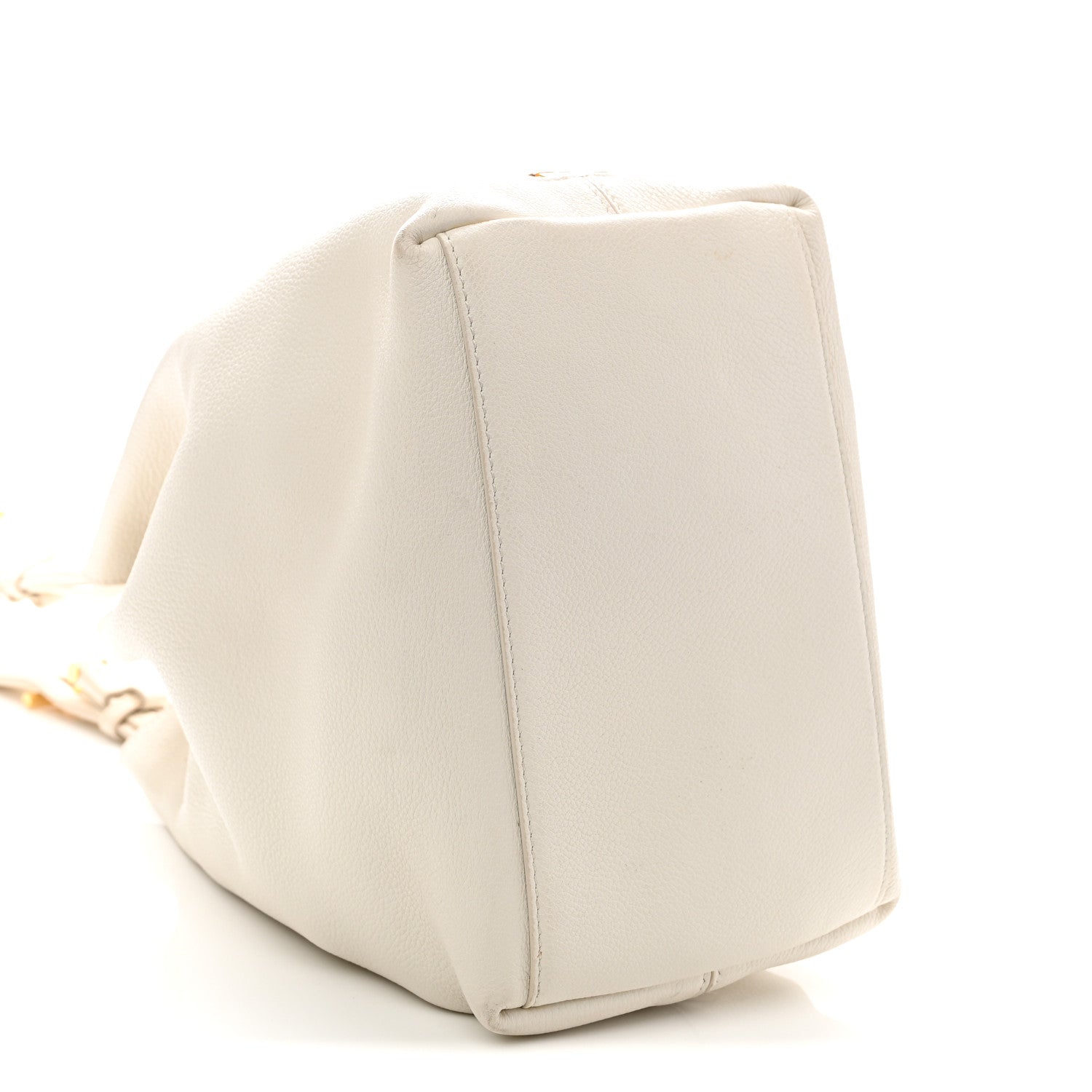 Calfskin Zip Bucket Bag White