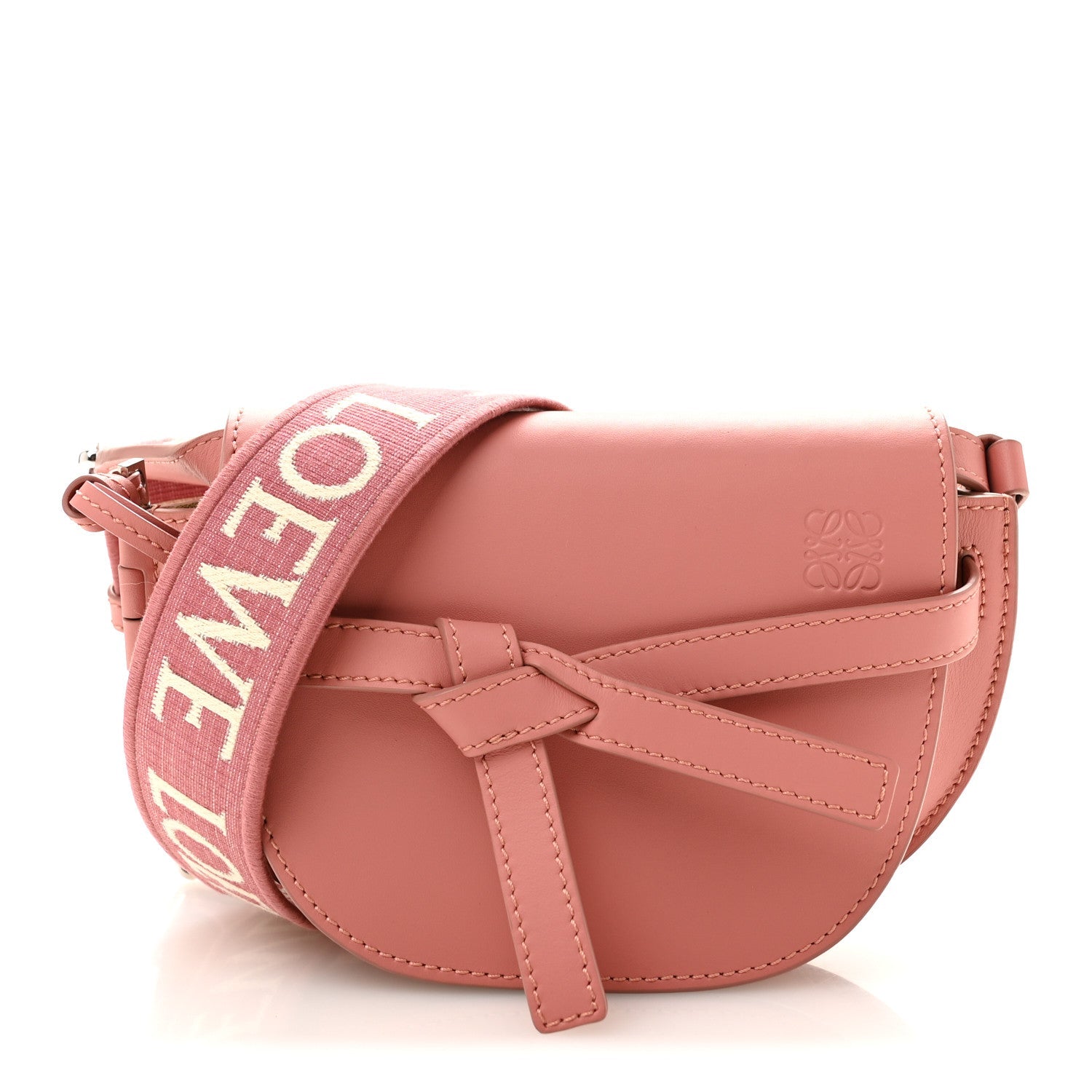 Calfskin Jacquard Mini Gate Dual Bag Peach Bloom