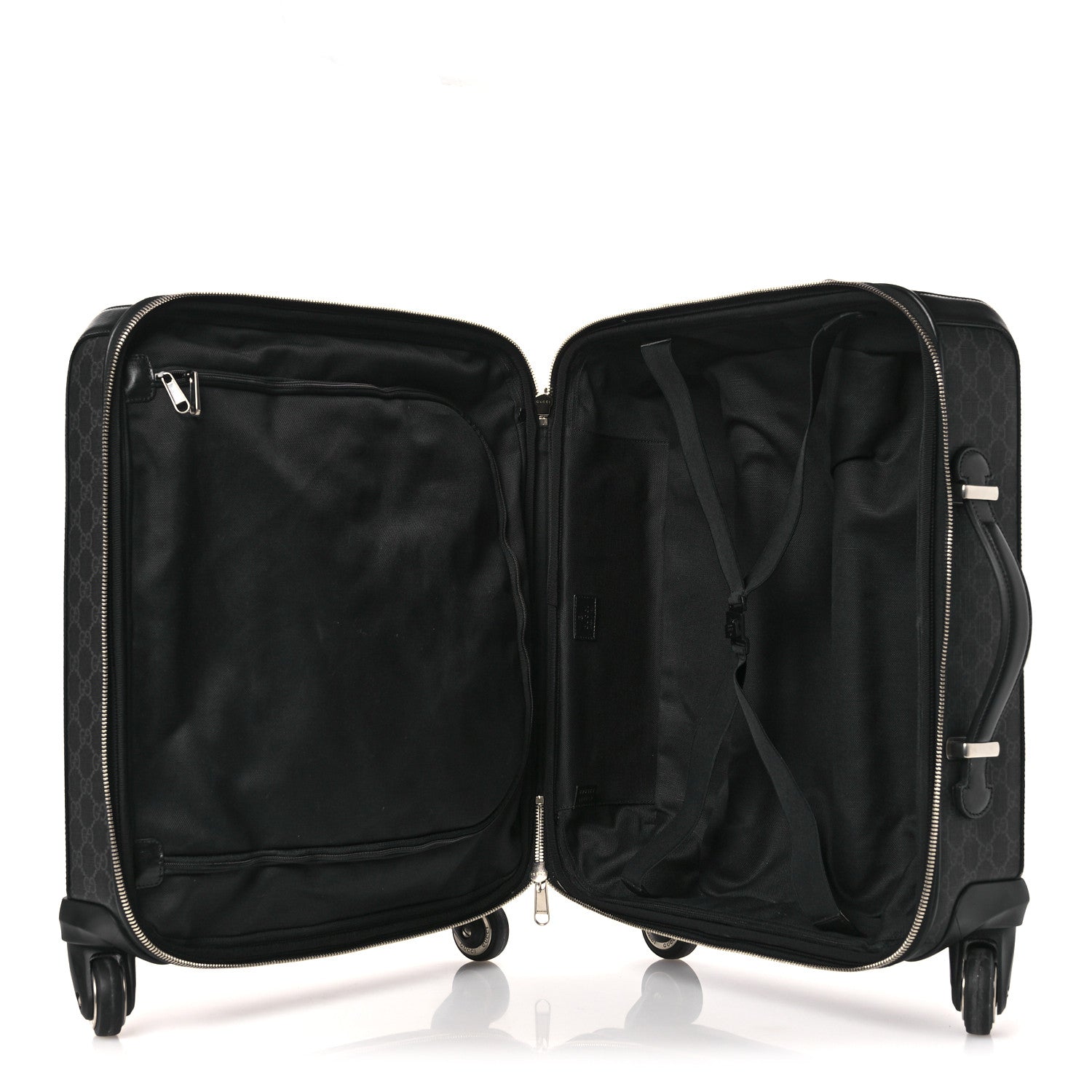 GG Supreme Monogram Four Wheel Suitcase Black Grey