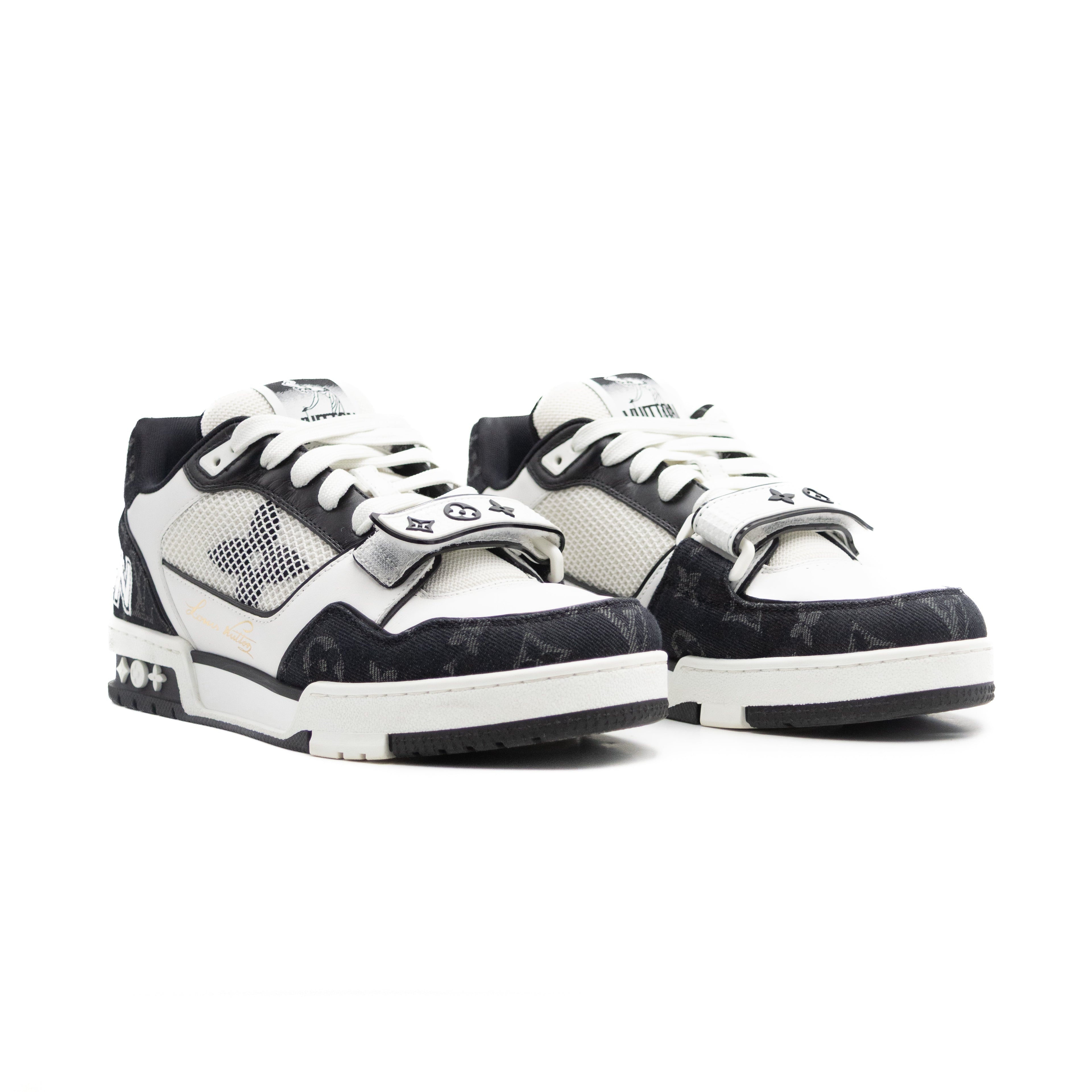 Louis Vuitton Trainer Velcro Strap Monogram Denim Black White
