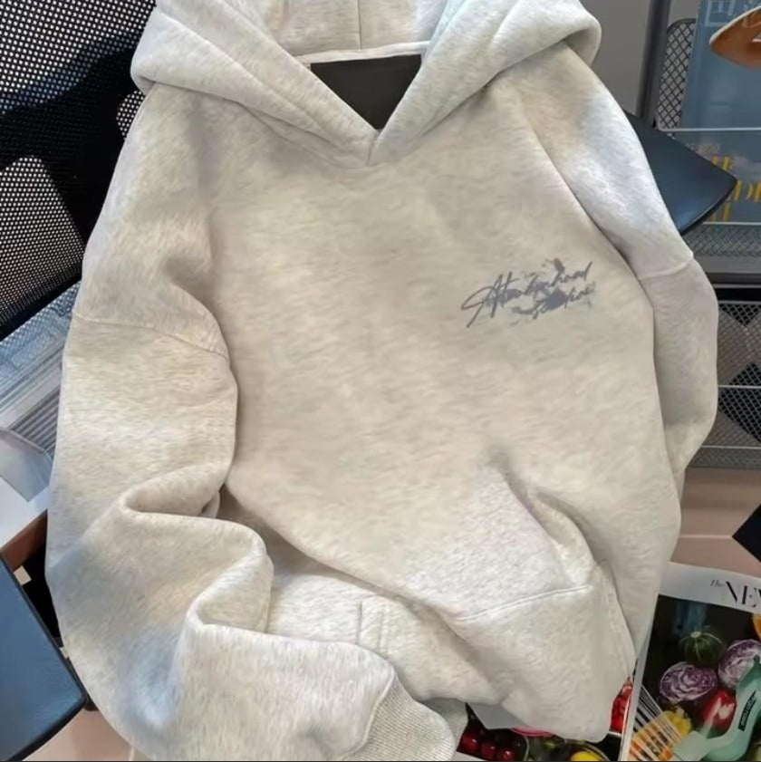 Letter rose print hoodie