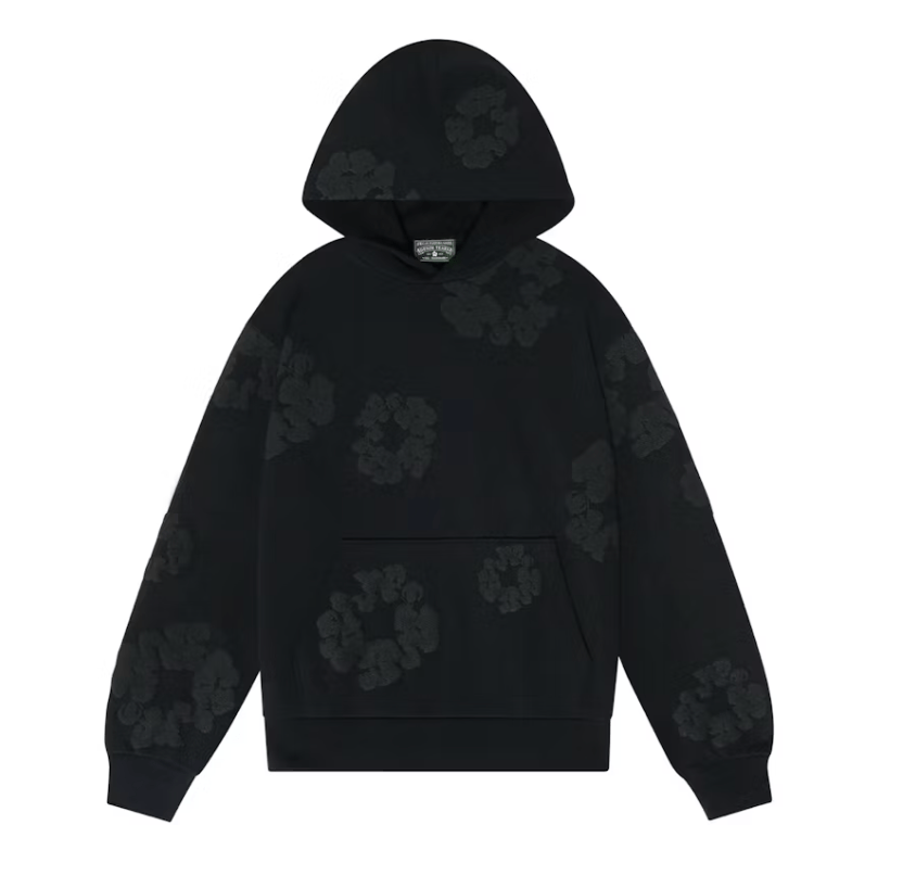 Denim Tears Cotton Wreath Hoodie Black Monochrome