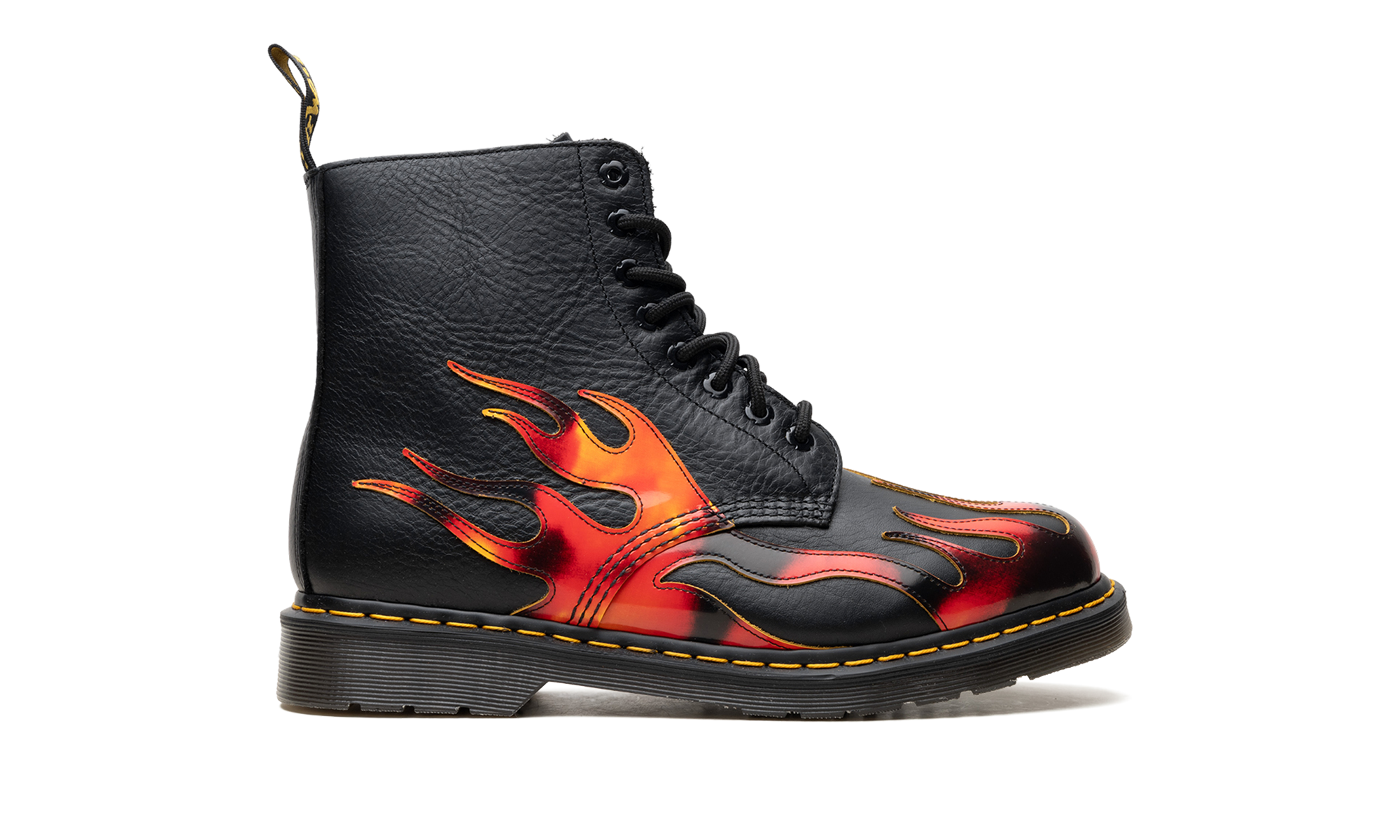 1460 Pascal Flame Arcadia Rub Off Leather Boots "Black / Red / Yellow" 41517001