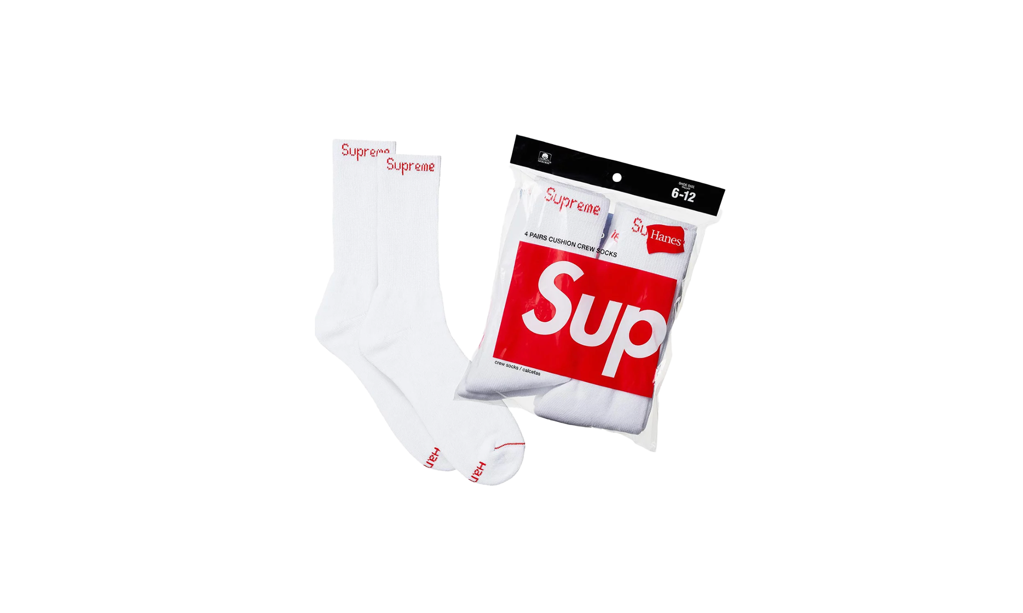 Hanes Crew Socks (4 Pack) "White" SU25398