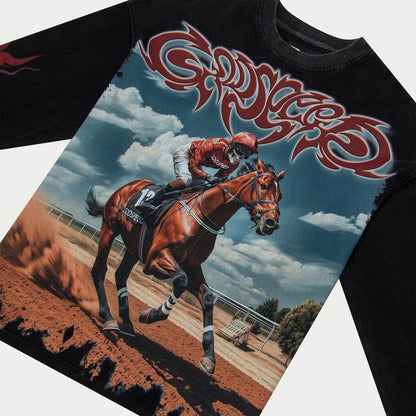 Godspeed Thoroughbred Long Sleeve Black Wash