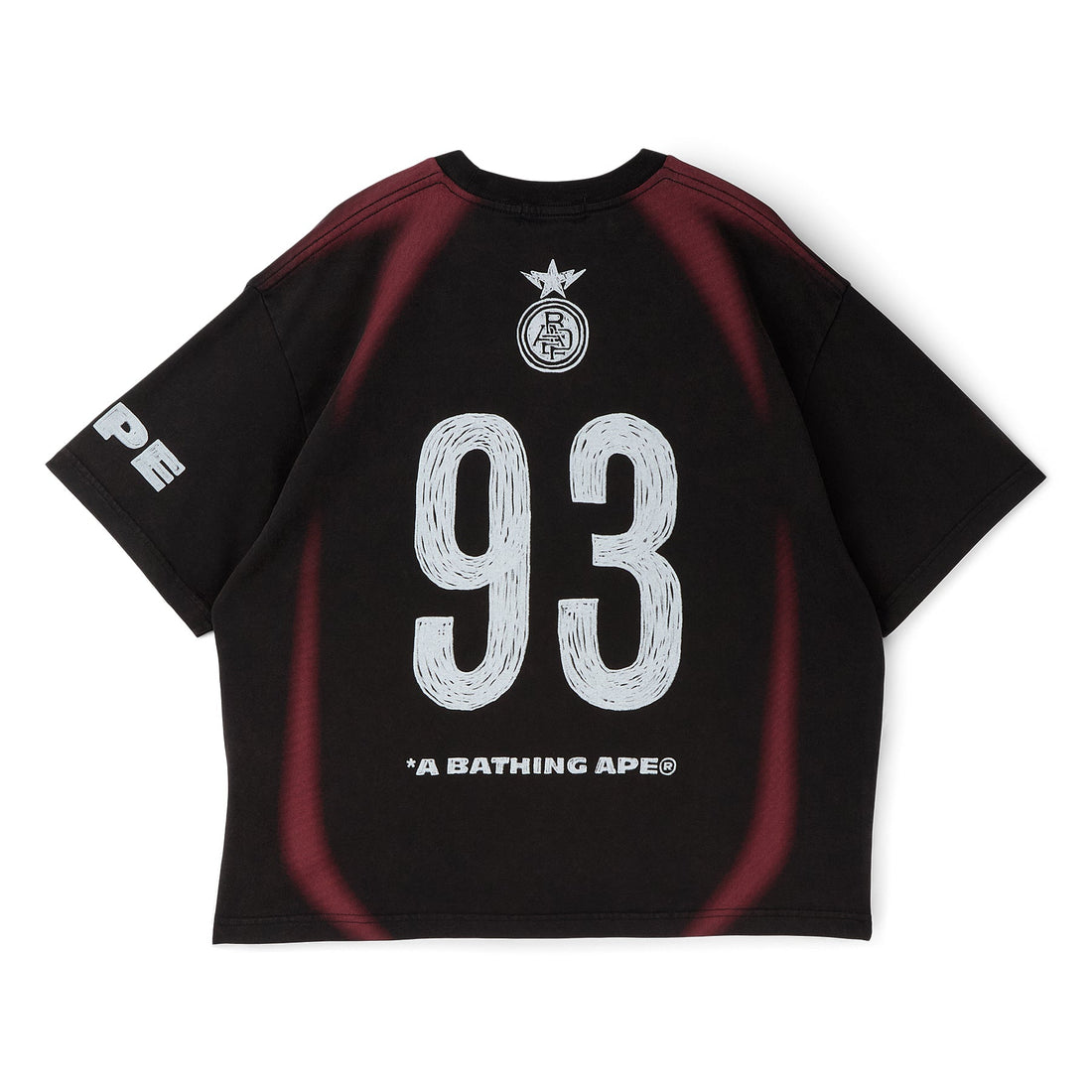 A Bathing Ape Heavy Wash Hand Draw Football Multi Logo Relaxed Fit Tee M (Black)