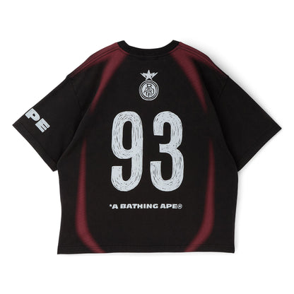 A Bathing Ape Heavy Wash Hand Draw Football Multi Logo Relaxed Fit Tee M (Black)