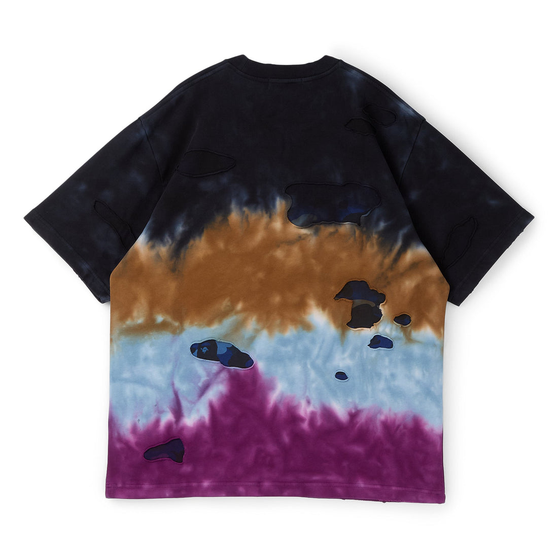 A Bathing Ape Color Camo Tie Dye Destroyed Multi Logo Relaxed Fit Tee M (Black)
