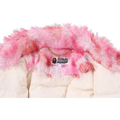 ABC CAMO ONE POINT METALLIC LONG FUR JACQUARD DOWN JACKET LADIES