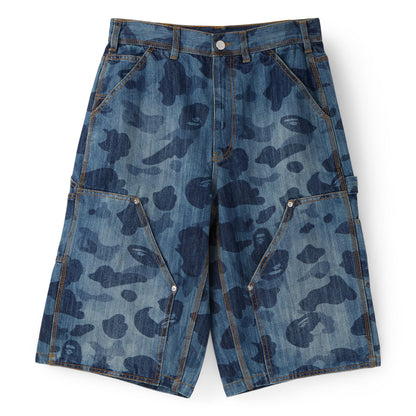 A Bathing Ape 1St Camo Double Knee 13 Oz Relaxed Fit Denim Shorts M (Indigo)