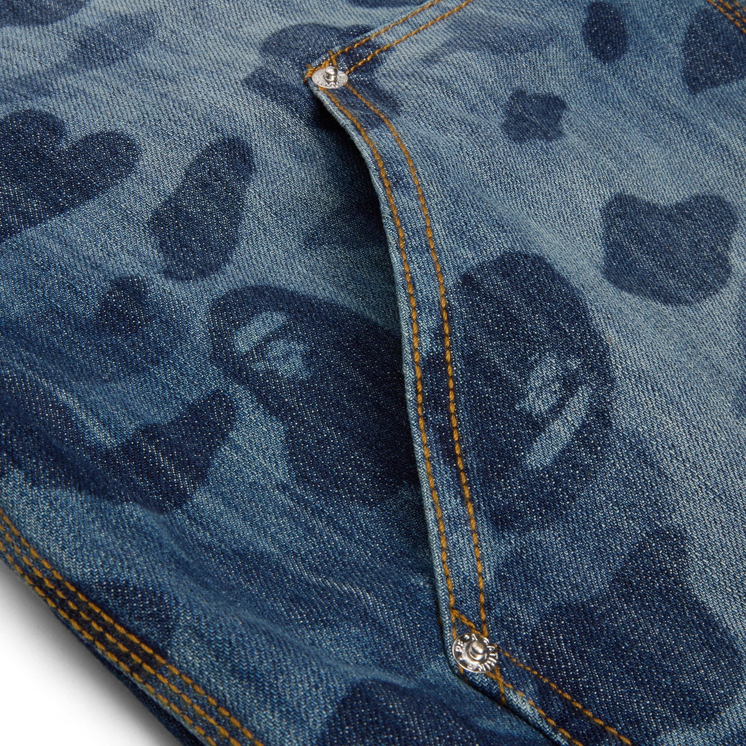 A Bathing Ape 1St Camo Double Knee 13 Oz Relaxed Fit Denim Shorts M (Indigo)