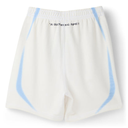 A Bathing Ape Heavy Wash Hand Draw Football Logo Relaxed Fit Sweat Shorts M (White)