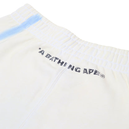 A Bathing Ape Heavy Wash Hand Draw Football Logo Relaxed Fit Sweat Shorts M (White)